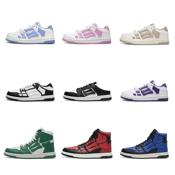 

casual shoes low genuine leather sneaker designer mens spring shoe leather bones skeleton applique upper low-cut runner men womens sneakers