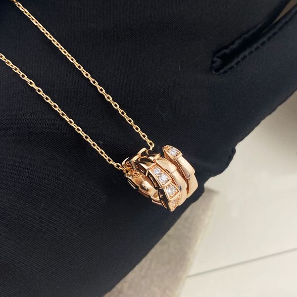 

snake bone pendant necklace full of diamond spirit snake pendant half diamond snake titanium steel stainless steel xiaoman waist clavicle ch, Silver