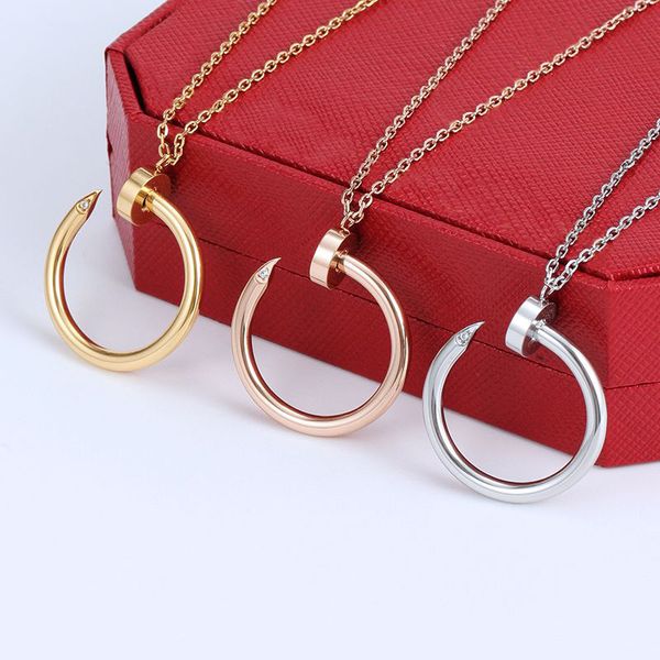 

fashion luxury necklace pendant stainless steel gold diamond double circle pendant necklace original silver love necklace pendant female pen