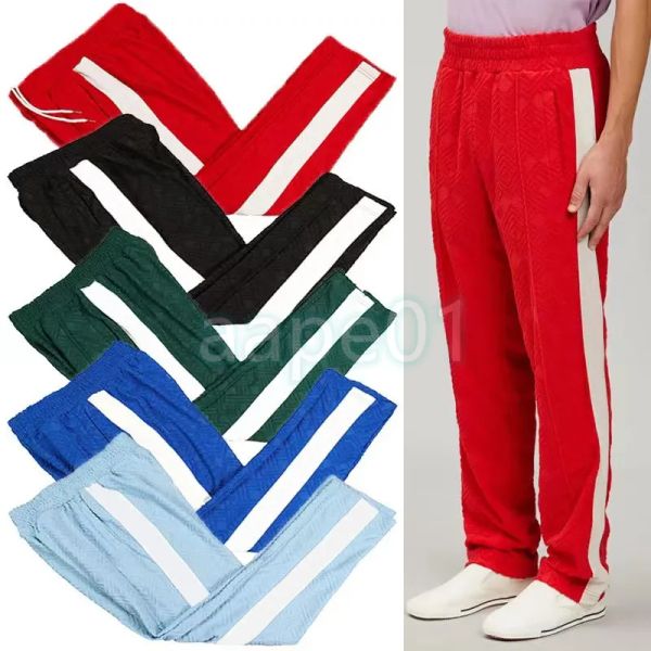 

mens pants side stripe sports pants mens designer velvet pants womens loose straight running pants pants s-xl eml, Black