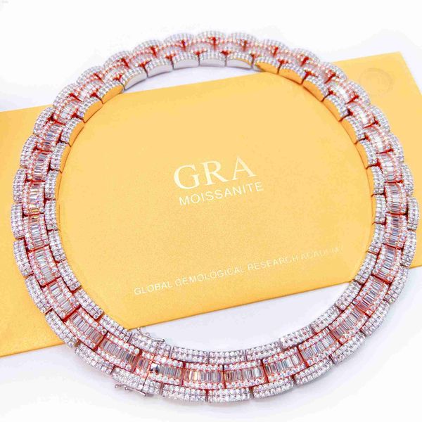 

18mm wide iced miami hip hop jewelry white d color moissanite cuban link chain s925 silver cuban link necklace