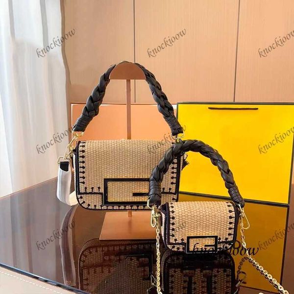 

famous bag raffia woven bag charm flap oversized ff magnetic buckle mini shoulder bag tote bag crossbody bag ladies straw bag purse 230416