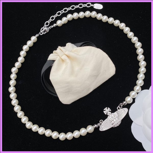 

women pearl pendant chain necklace fashion with diamonds pendant necklaces designer jewelry womens star for party accessories, Silver