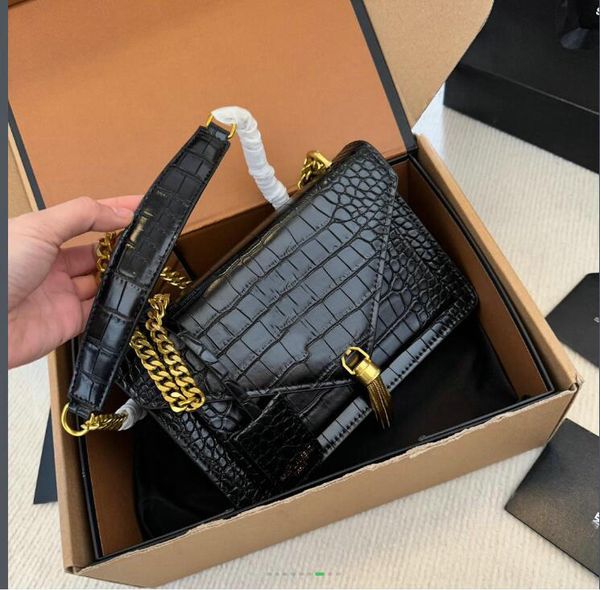 

designer bag women sunset bags handbags shoulder bags tote bagg black calfskin classic stripes quilted chains flap medium cross body 23cm jk
