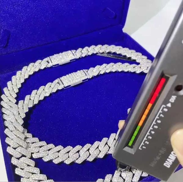 

luxury style s925 vvs moissanite cuban link chain iced out cuban link bracelet vvs moissanite diamond cuban link, Silver