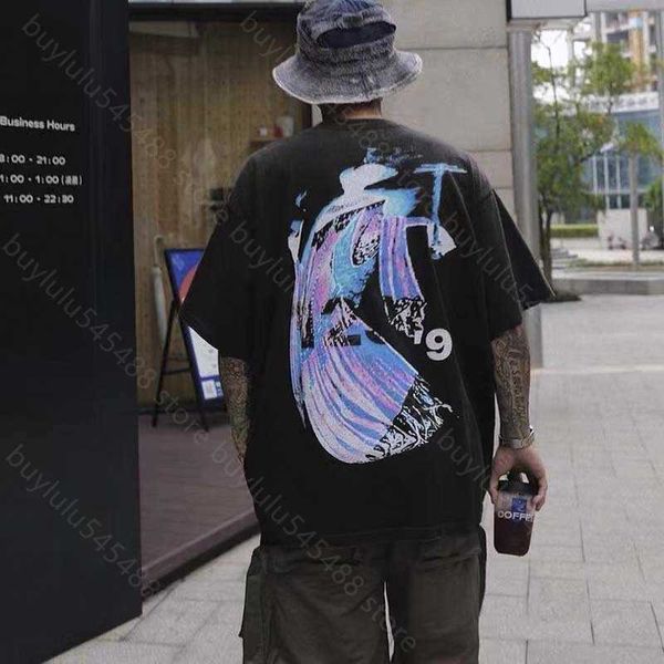 

2023 summer t shirt for men and women fashion high street brand rrr123 old leisure grey wash old short sleeve uikk, White;black