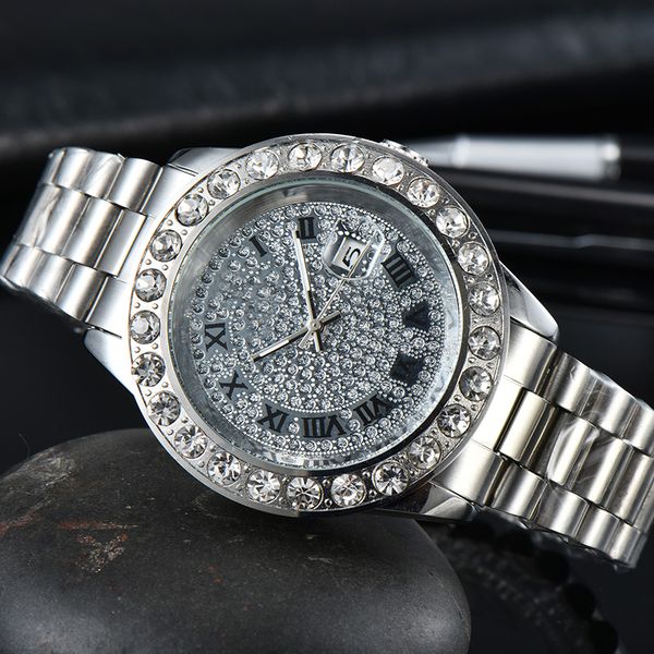 

classic atmosphere good looking business switzerland annual explosions highend mens watches luxury fashion golden diamond dial calendar mens, Slivery;brown