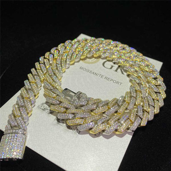 

chains for men custom fine jewelry vvs moissanite cuban chain hip hop necklace gold plated sterling silver cuban links iced out cuban bracel