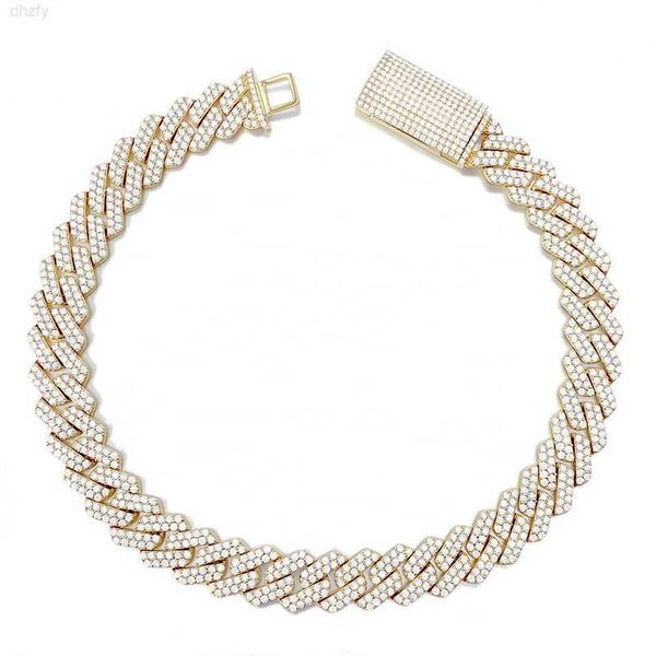 

10k real solid gold yellow gold iced out lab diamonds hip hop moissanite mens cuban chain, Silver
