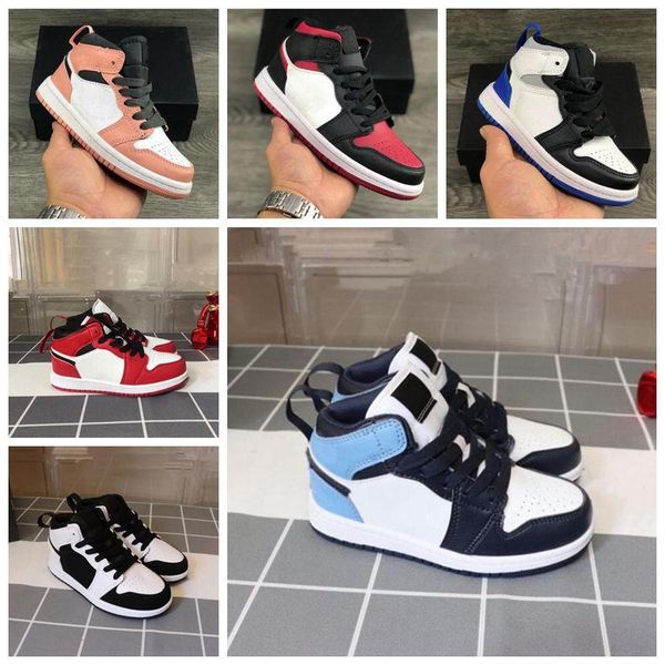 

new fashion designer kid shoes infants 1s 1 toddler kids basketball running sport shoe suede pine green game royal scotts obsidian chicago b, Black