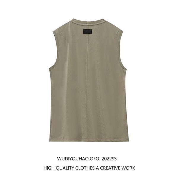 

ess tees t-shirts luxury designer fashion clothing fears of god fashion brand american high street fog solid color sleeveless vest for men, White;black