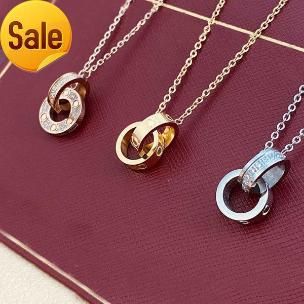

fashion desinger pendant necklace women men sky star double ring necklaces fashion jewelry 30kc, Silver