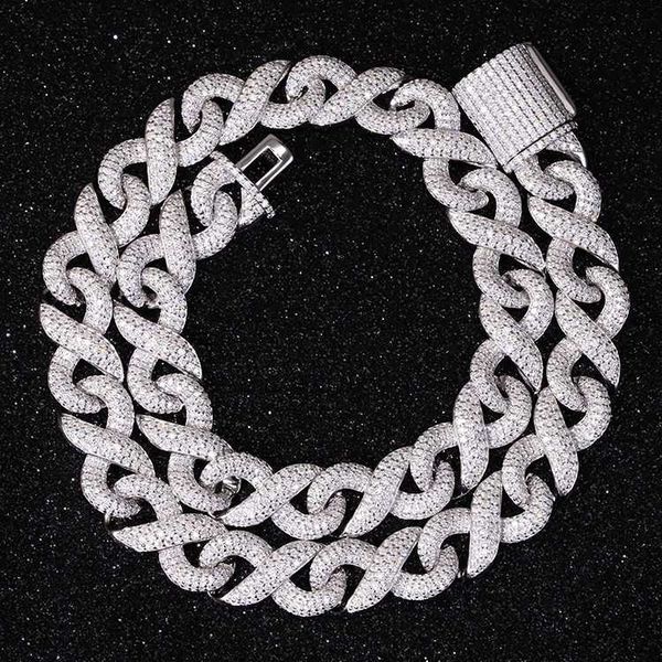 

yu ying solid silver gra moissanite 13mm wide diamond iced out infinite necklace cuban link chain for hiphop rapper jewelry