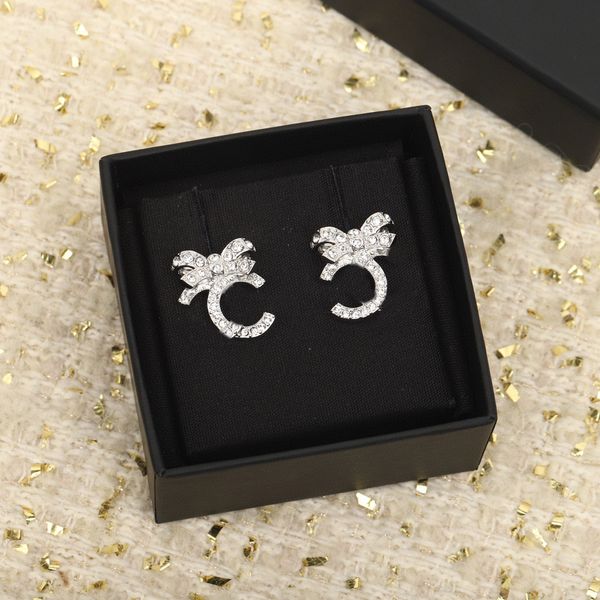 

2023 luxury quality charm stud earring with diamond in silver plated have box stamp ps7836a, Golden