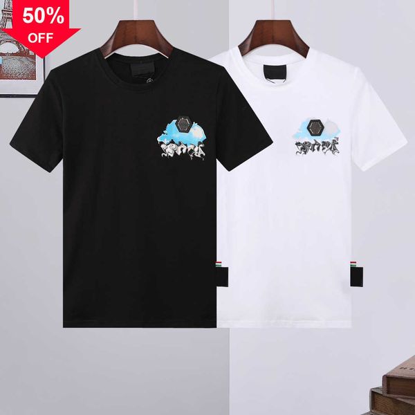 

men's polos phillip plain men pp designer skull diamond shirt short sleeve brand spring and summer high o-neck quality skulls tees 03 s, White;black