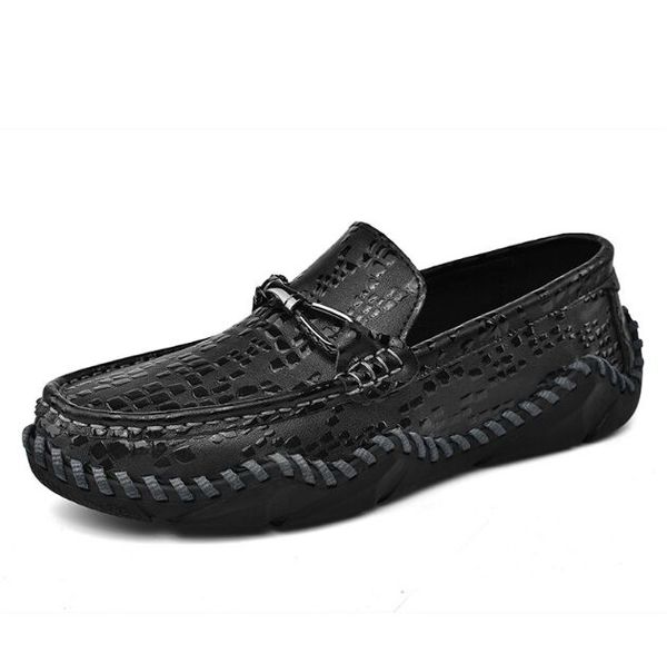 

loafers men handmade leather shoes black casual driving flats blue slip-on moccasins boat shoes plus size 46 47 48