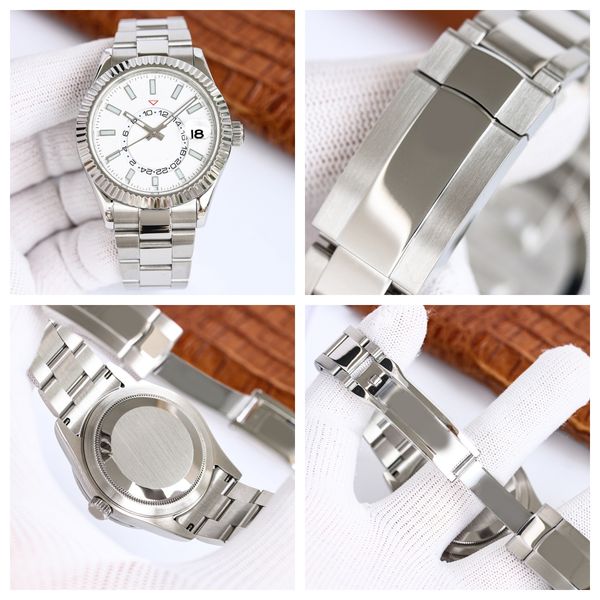 

Noble Men's SKY Designer Watch White Dial 2813 Automatic Mechanical Movement 42mm Watch Dual Rotation Function Date Sapphire Waterproof Montre De Luxe Luxury Watch