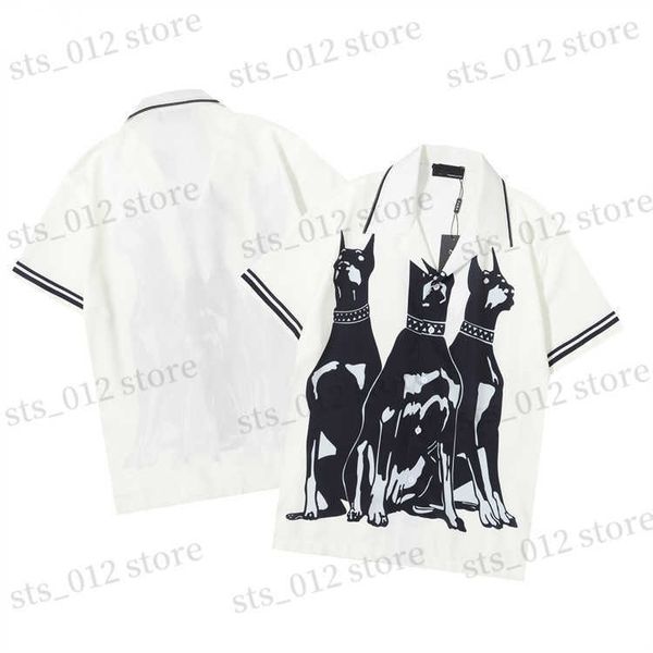 

men's casual shirts 23ss designer shirt button up print bowling shirt hawaii floral casual shirts men slim fit short sleeve dress zar t, White;black