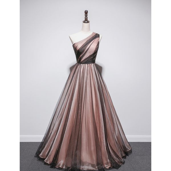 

champagne pink celebrity dresses tiered one shoulder with zipper pleated women luxury long black host party prom gowns ceremony, Black;red