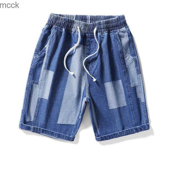 

men's shorts shionfa man's loose denim shorts elastic mid-waist drawstring ripped bottoms ins trend casual half pants for summer m, White;black