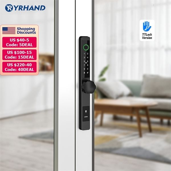 

smart lock waterproof biometric fingerprint s round electronic door rfid card code for aluminum glass 230414