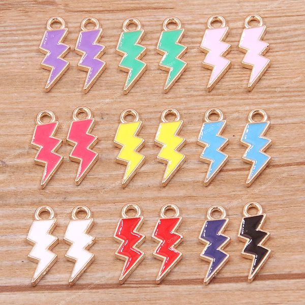 

20pcs 7*20mm 10 color new alloy metal drop oil lightning charms nature pendant for diy bracelet necklace jewelry making fashion jewelrycharm, Silver