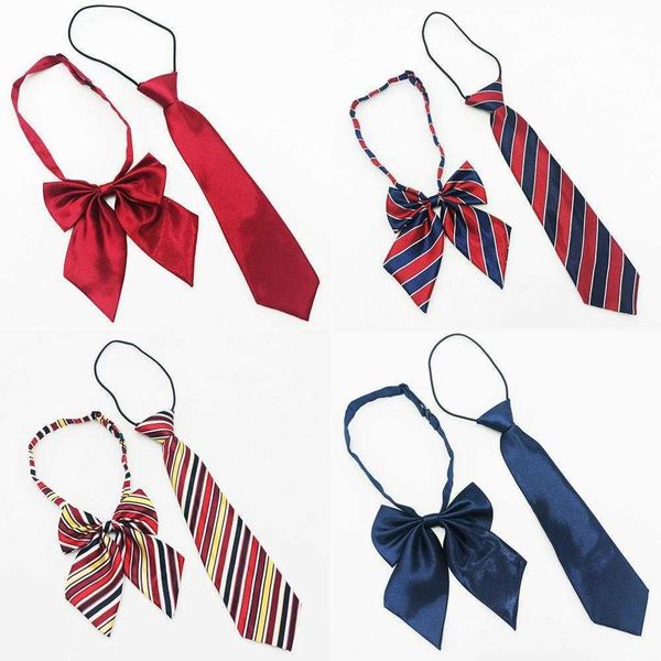 

wholesale childrens tie bow set primary school junior high students solid color, Red;brown
