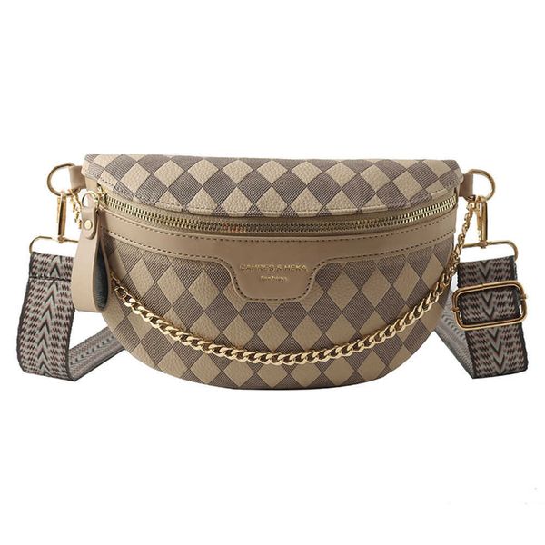 

shopping bags rhombic lattice fanny pack bum bag fashion chain shoulder bag casual pu leather portable simple wide strap for weekend vacatio
