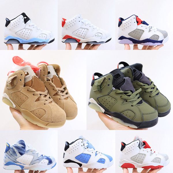 

kids shoes 6s basketball 6 running sneakers boys girls sport children youth outdoor athletic shoe kid runner preschool unc white khaki size, Black