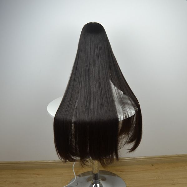 

bob layer jewish bandfall wigs silky straight style 2 130% density tangle supper long available kosher sheitels band fall wig, Black;brown
