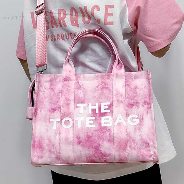 

totes 33x12.5x25cm canvas handbag for women large tote tie dye shoulder crossbody bag fashion tote female casual shopper purses 2022