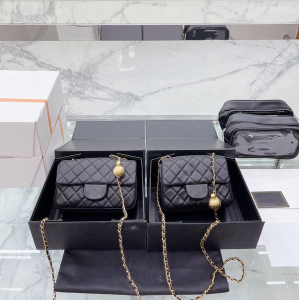 

summer fashion shoulder bag female designer metal chain crossbody bag luxury noble handbag adjustable gold ball accessory bag