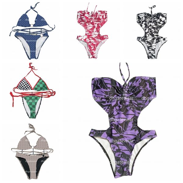 

classic bikini designer women backless swimsuit summer beach one piece swimwear textile printed strap bathing suit