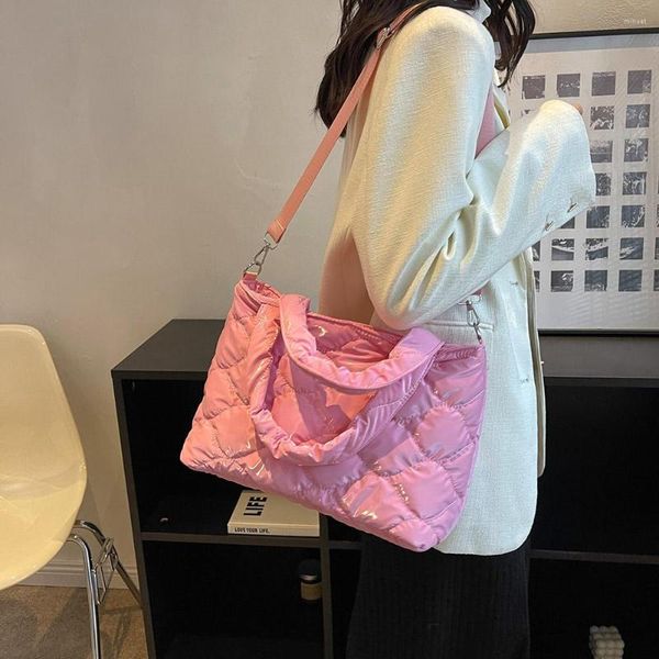 

shoulder bags women crossbody bag solid color nylon cotton-padded shopper satchel casual zipper fashion quilted ladies large tote
