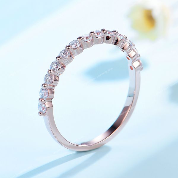 

moissanite ring 585 14k 10k 18k rose gold half eternity bubble rings for women jewelry wedding diamond engagement band fine jewelryrings, Silver