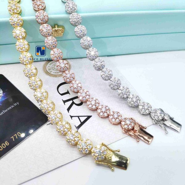 

luxury bracelet vvs moissanite diamond 925 silver tennis bracelet chains cluster round stones bracelet