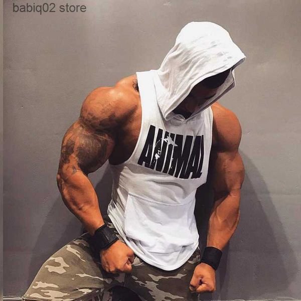 

men' tank 2022 new men bodybuilding cotton tank gyms fitness hooded vest sleeveless shirt summer casual fashion workout brand clothin, White;black