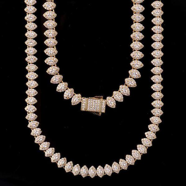 

2023 hip hop bling jewelry 925 sterling silver diamond cuban chains custom marquise diamond necklace for men and women