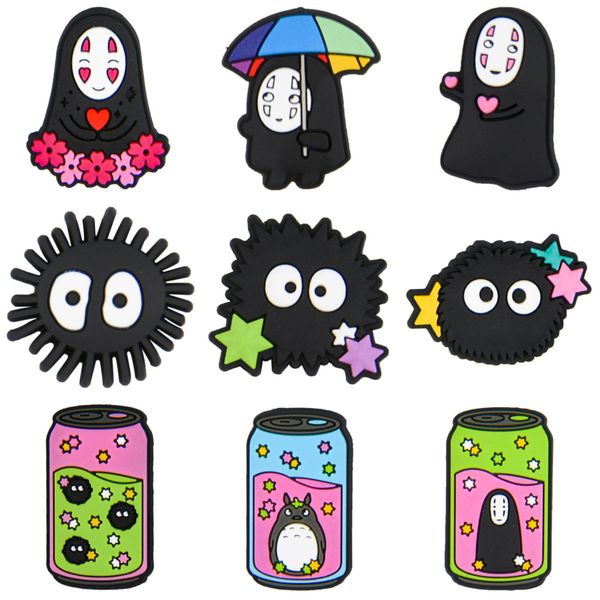 

30 50 100 spirited away anime croc charms cute no face man shoe decorations clogs sandals wristband accessories kids party gifts hipping, White;pink