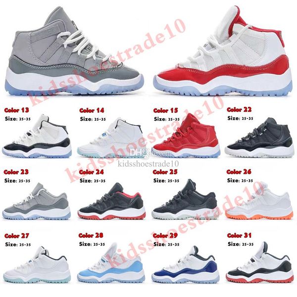 

designer children basketball kids shoes baby 11 11s xi cherry red bred cool grey concord unc win lik, Black