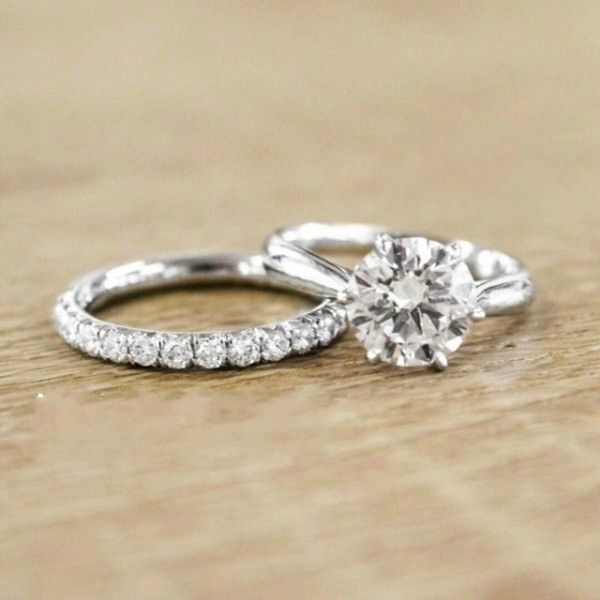 

lovers aaaaa zircon ring set silver color party wedding band rings for women bridal sets promise jewelry gift, Slivery;golden