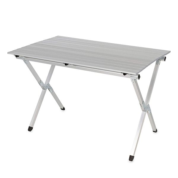 

aluminum roll-up camp table with carrying bag lightweight design and rust