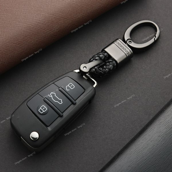 

leather rope keychain for car hand woven horseshoe buckle key rings couple auto gift detachable metal luxury key chains k395 fashion jewelry, Silver