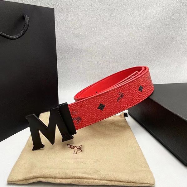 

belts for men designer fashion mens womens belt black letters buckle 3.3cm width red leather with box designers belt mens, Black;brown