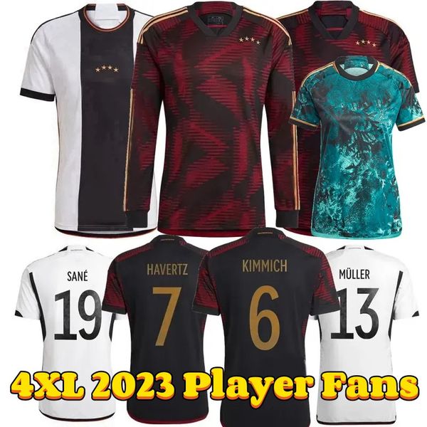 

4xl 2022 2023 germanys soccer jerseys player fans version goretzka kimmich fullkrug muller ganbry havertz musiala sane national men women fo, Black;yellow