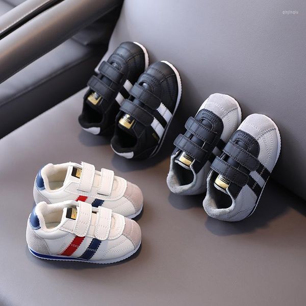 

athletic shoes plus velvet children's casual winter baby cotton boys, Black;red