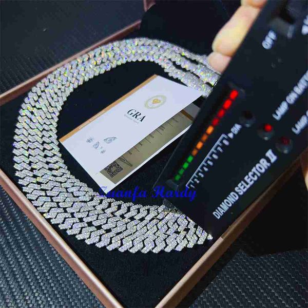 

zuanfa jewelry luxury cuban necklace 8mm 16" 18" 20" 22" 24" 925 silver cuban link necklace vvs diamond moissanite