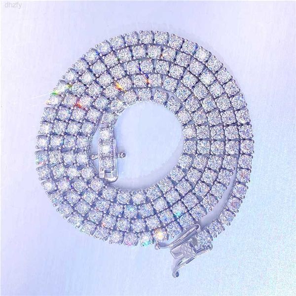 

custom pass diamond tester 3mm 4mm luxury diamond moissanite vvs tennis chain, Silver