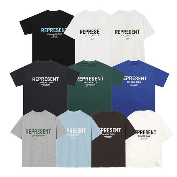 

2023 fashion men's and women's t shirts uk high street brand rep short sleeve letter print trendy versatile american loose simple, White