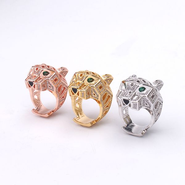

fine silver 18k gold stones plating wide wedding engagement rings for women luxury leopard diamond ring men christmas party gifts girls brid